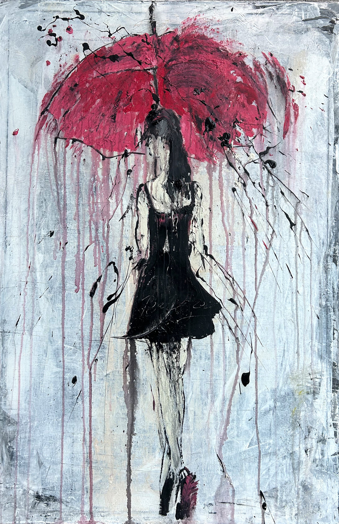 CPRK76 Canvas Print "abstract girl in the rain "