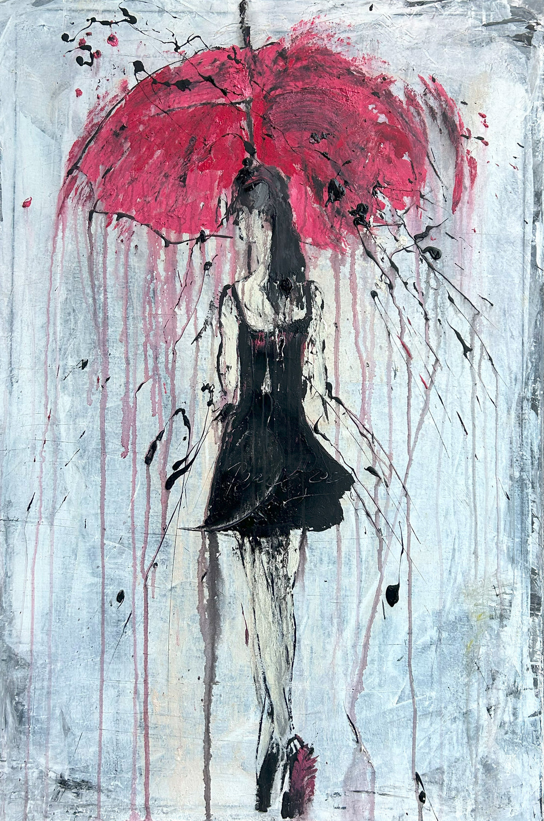 Original "abstract girl in the rain " RK76