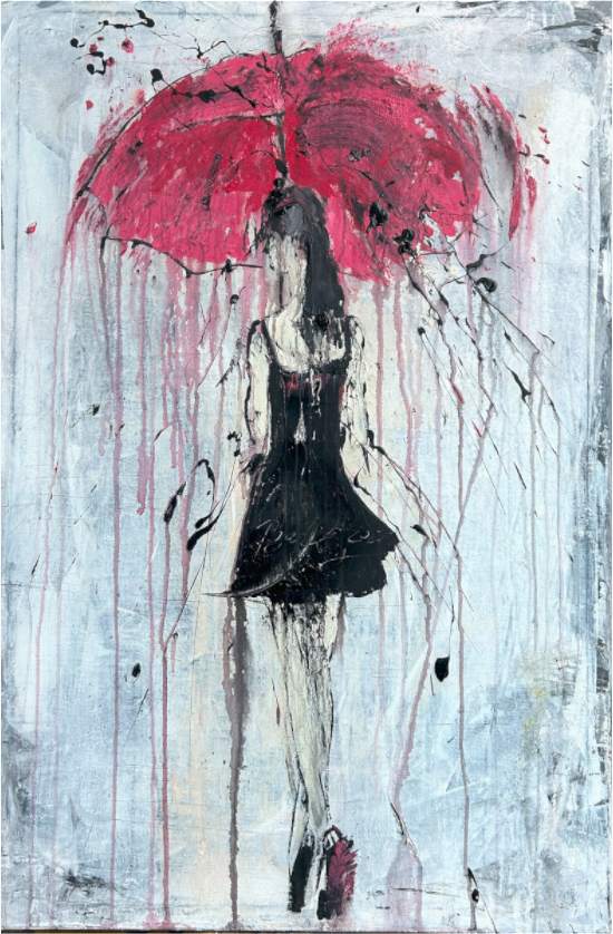 Print "abstract girl in the rain " RK76